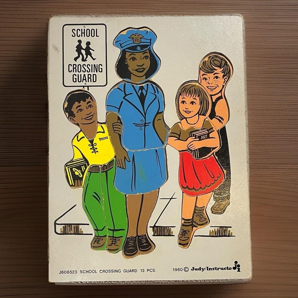 Vintage 1980 Judy Wooden Puzzle SCHOOL CROSSING GUARD #J606523 13pc Made in USA